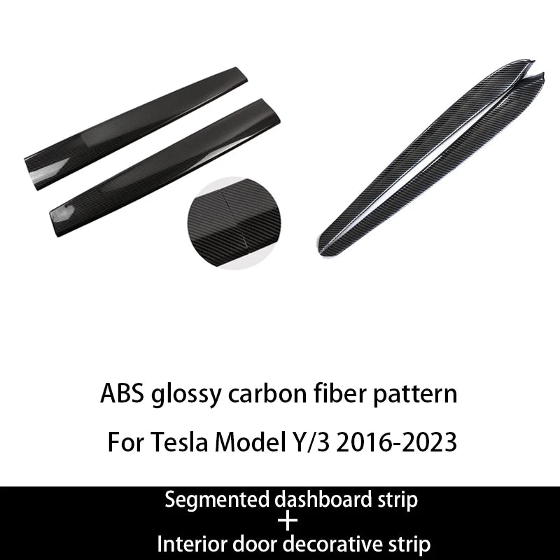 Tesla Model 3 Y Dashboard Trim Strip - Carbon Fiber ABS ABS bright carbon