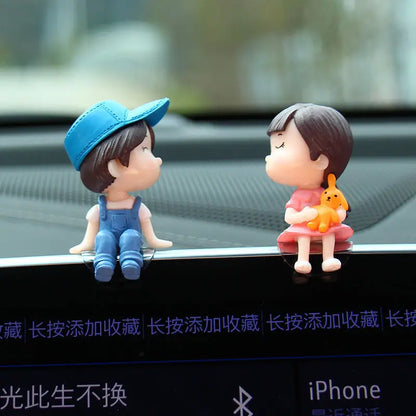 Cute Cartoon Couples Car Decoration - Romantic Dashboard Ornament