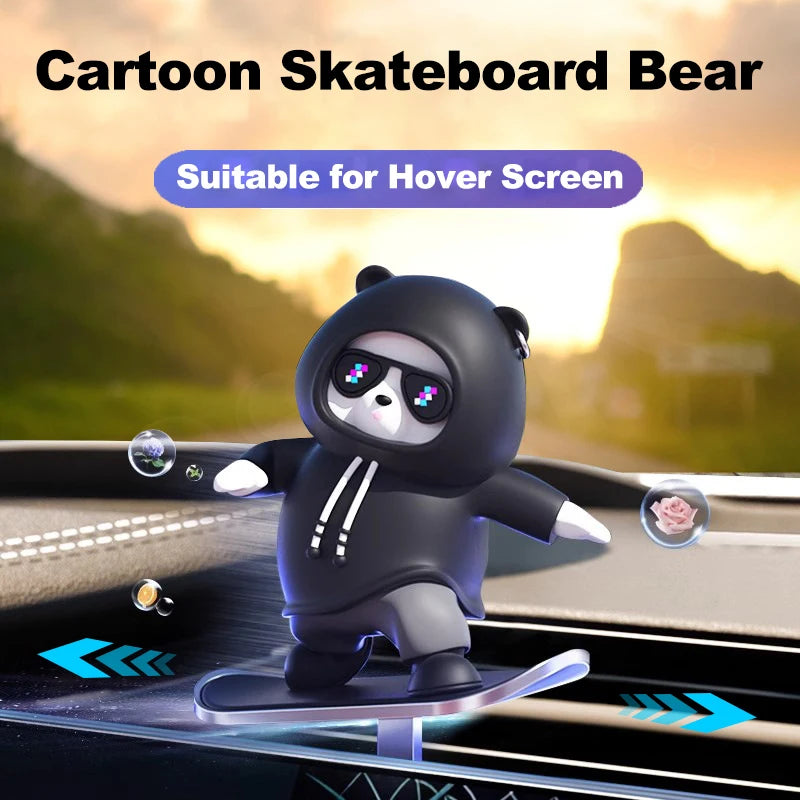 Car Skateboard Bear Decoration - Automatic Sliding Alloy Console Ornament