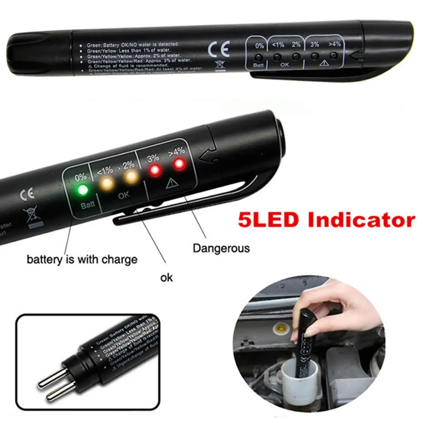 Universal Brake Fluid Tester - LED Indicator Oil Quality Diagnostic Tool