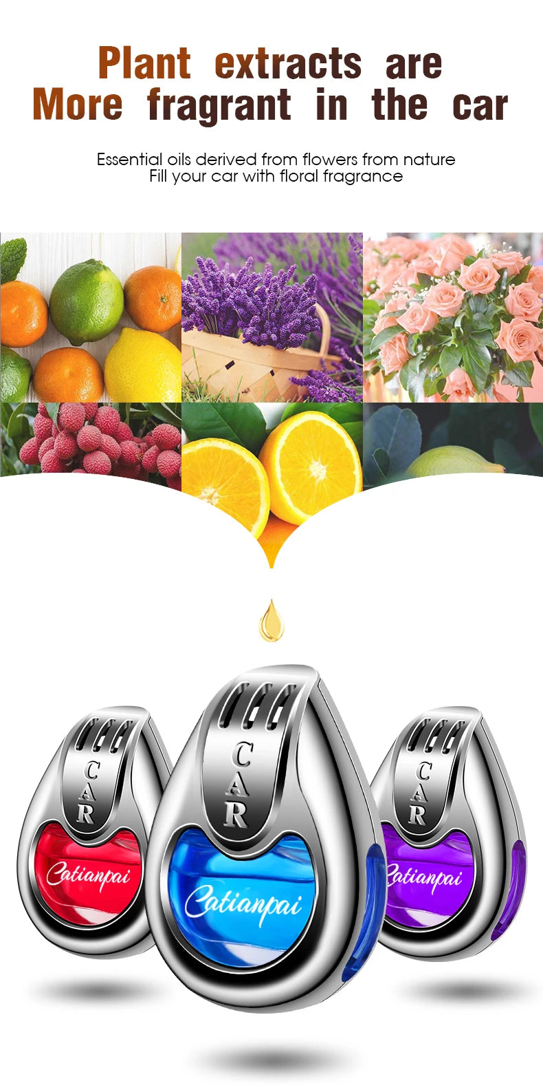 Car Air Freshener Vent Diffuser - Long-lasting Aromatherapy Pendant
