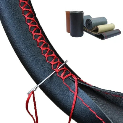 PU Leather Steering Wheel Cover - Braided Anti-Scratch Protection