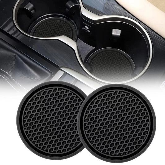 Premium Car Cup Holder Coasters 2-Pack - Anti-Slip Silicone Insert Pads for Vehicle Interior Protection