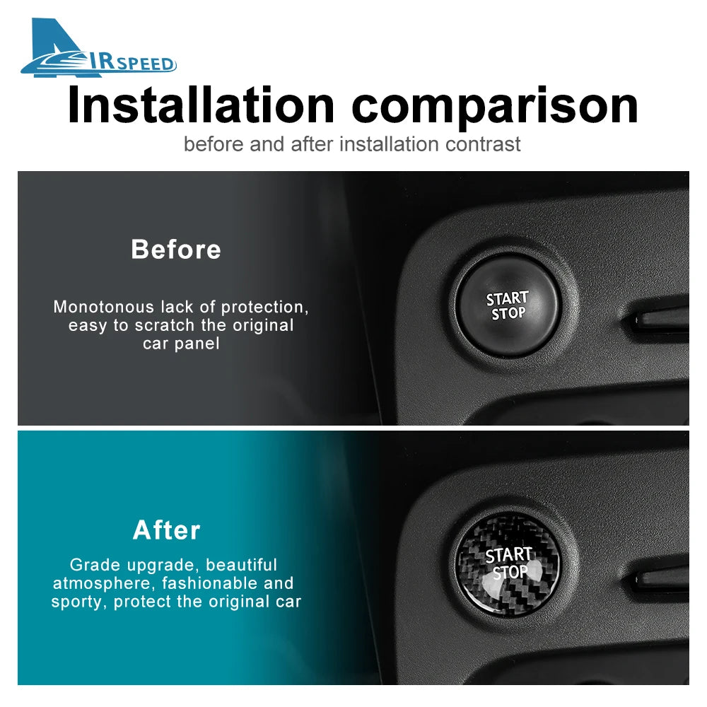 Carbon Fiber Engine Start Stop Button Cover for Renault Models
