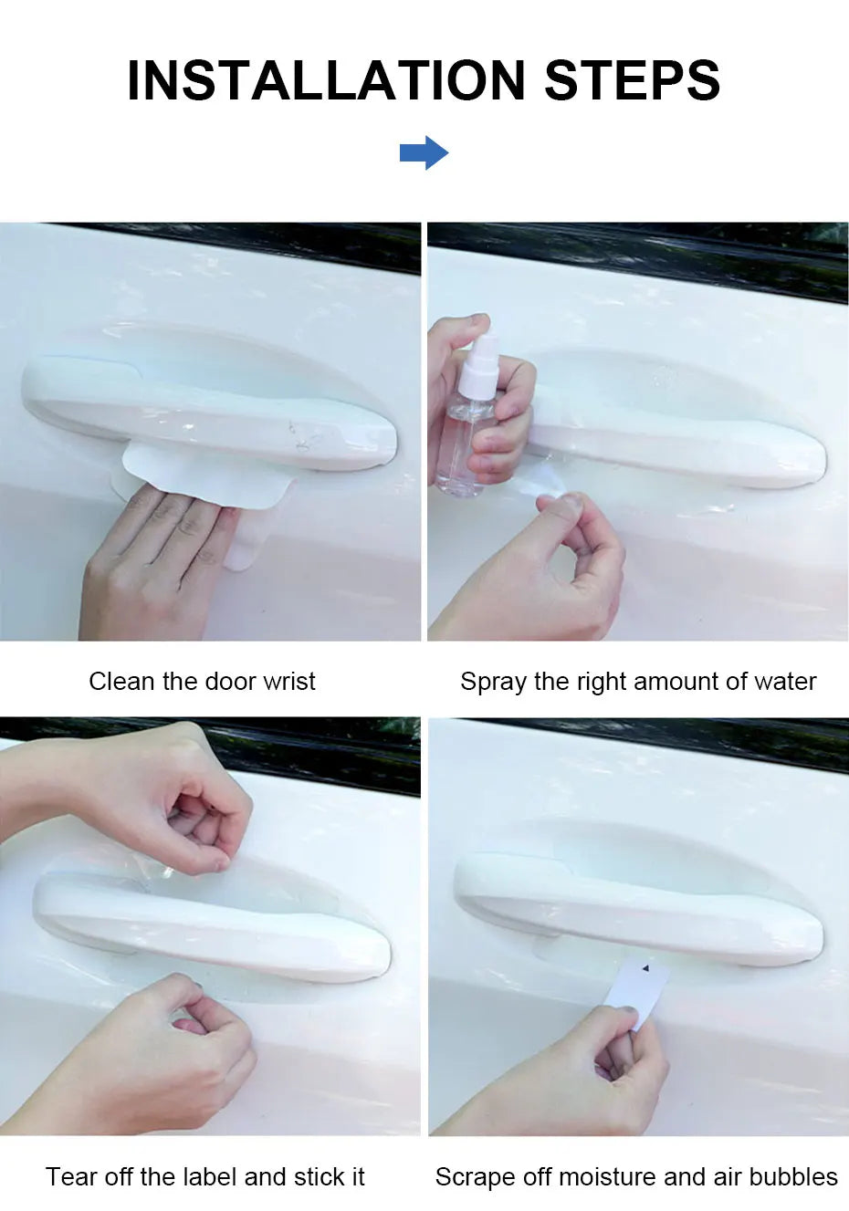 Car Door Handle Protection Stickers - 8PCS Transparent Anti-Scratch Guards