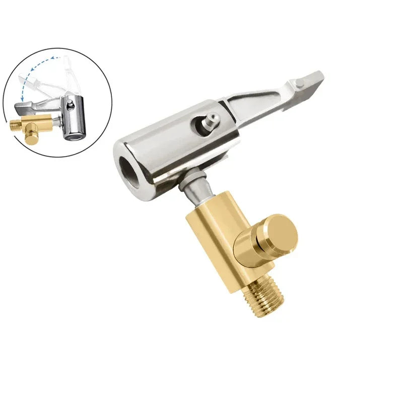 Portable Car Tire Pump Connector - Fast Inflator Chuck with American Threaded Nozzle