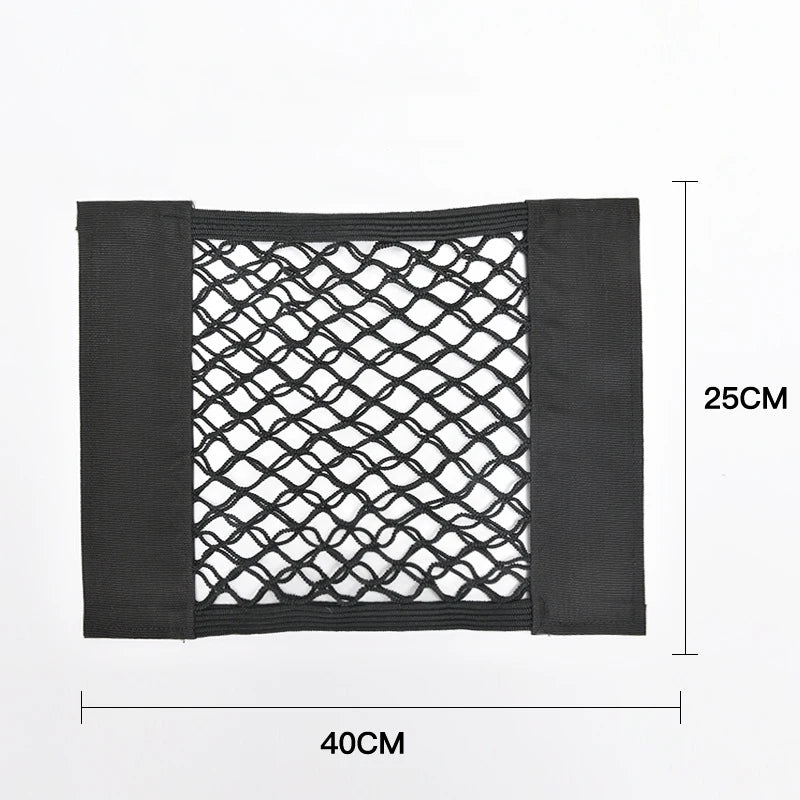 Universal Car Storage Net - Elastic Mesh Organizer for Back Seat & Trunk with Magic Sticker Installation
