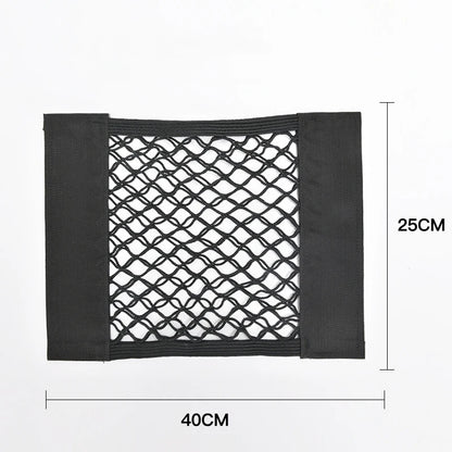 Universal Car Storage Net - Elastic Mesh Organizer for Back Seat & Trunk with Magic Sticker Installation