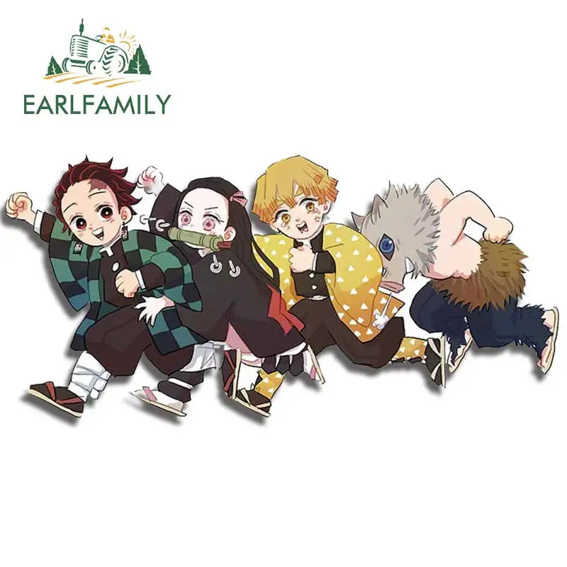 EARLFAMILY Anime Running Chibi Car Stickers - Kamado Nezuko Decal