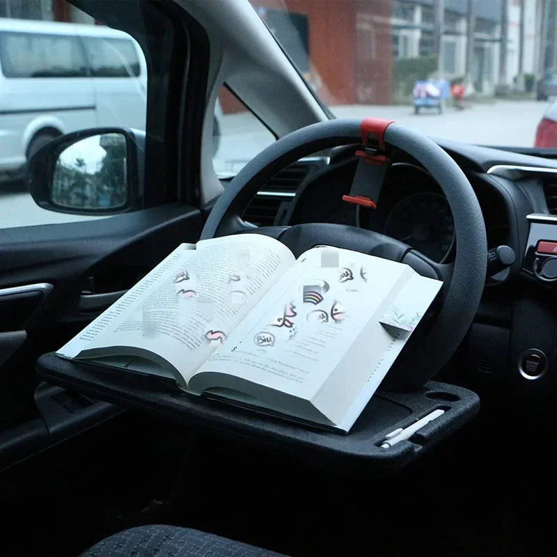 Portable Car Dining Table Steering Wheel Tray - Large Black
