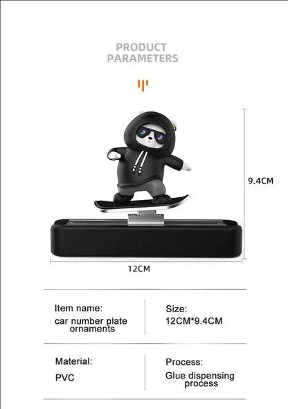 Car Dashboard Decoration - Skateboard Bear Magnetic Parking Plate