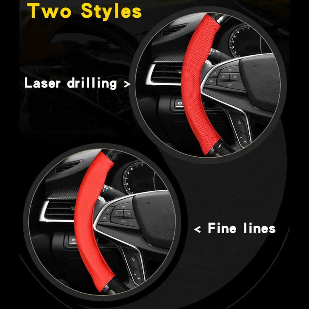 Universal Car Steering Wheel Cover - Carbon Fiber Leather Anti-Slip