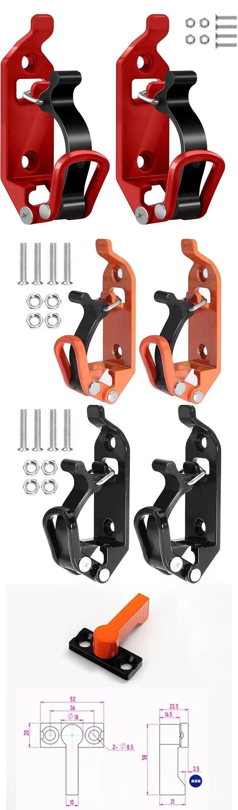 Tool Fixing Bracket Set - Wall Mount Quick Release Clamp 4PCS Black