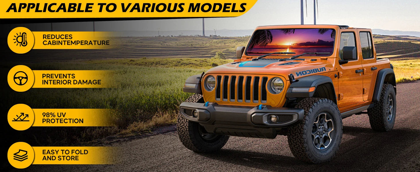 Horror Characters Car Sunshade - Foldable Windshield UV Protection