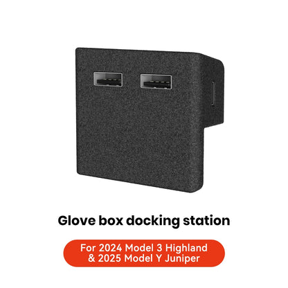 Tesla Model 3 Y Glove Box USB Hub - Highland Juniper Quick Charger 2021-2025