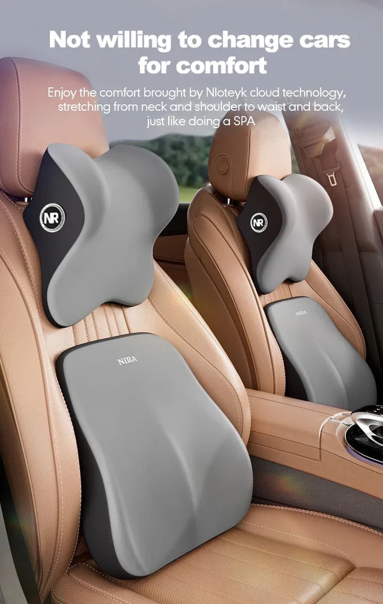 Memory Foam Car Headrest Lumbar Cushion - Universal Comfort Pillow