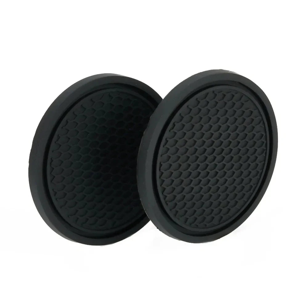 Premium Car Cup Holder Coasters 2-Pack - Anti-Slip Silicone Insert Pads for Vehicle Interior Protection