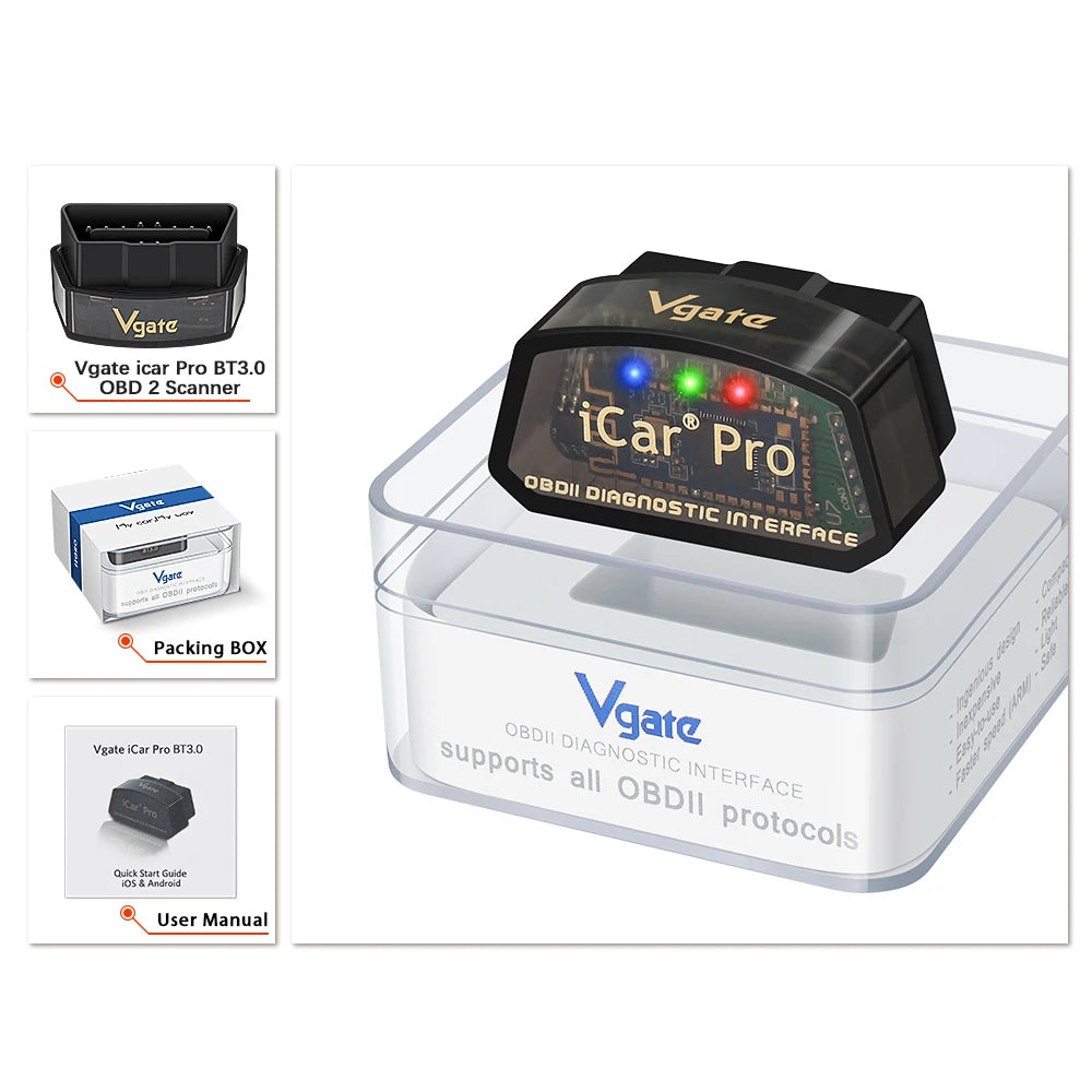 Vgate iCar Pro ELM327 V2.3 OBD2 WiFi Bluetooth Car Diagnostic Scanner