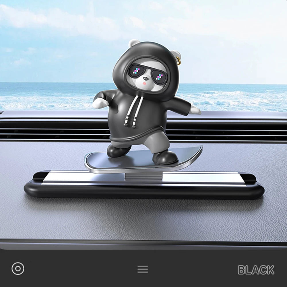 Car Dashboard Decoration - Skateboard Bear Magnetic Parking Plate