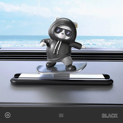 Car Dashboard Decoration - Skateboard Bear Magnetic Parking Plate