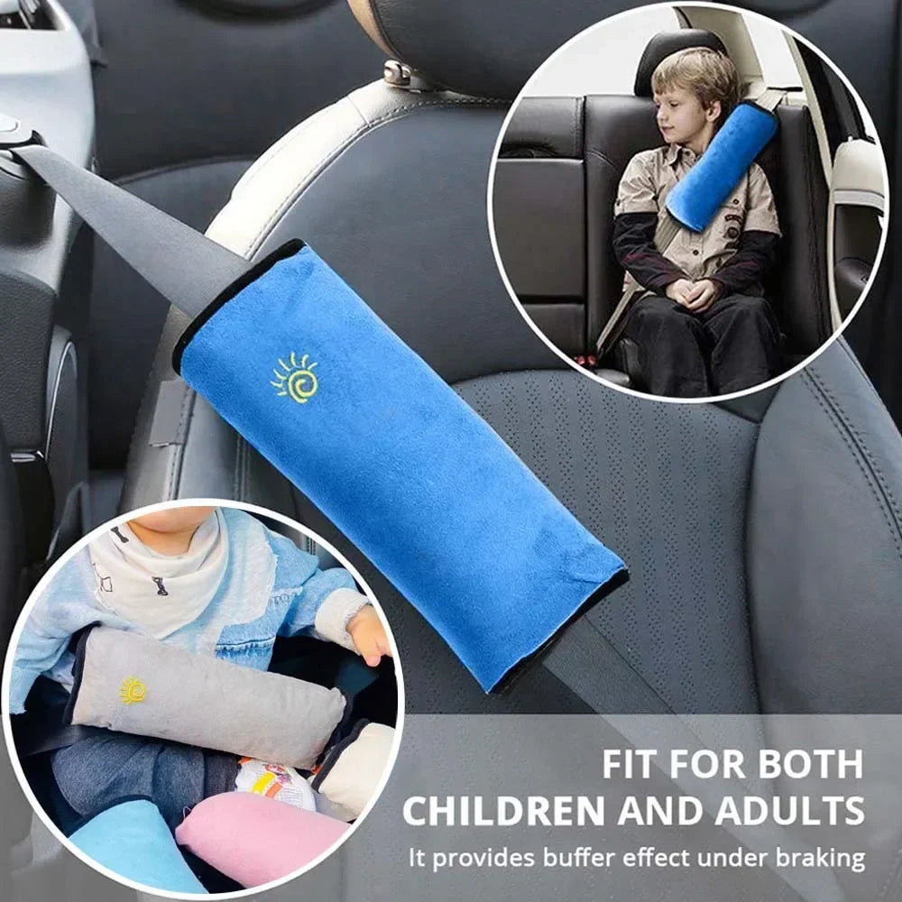 Car Seat Belt Pillow for Kids - Universal Shoulder Head Protector Plush Cover