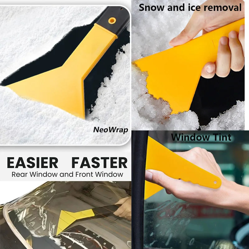 Car Windshield Ice Scraper - Triangle Snow Removal Tool with Long Handle