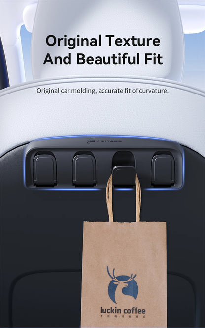 Tesla Foldable Car Seat Hooks - Heavy Duty 11lb Load Bearing Hangers Model 3/Y