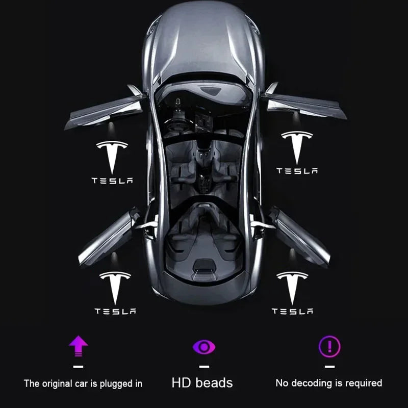 Tesla LED Door Welcome Light - Logo Projector Lamp 2pcs