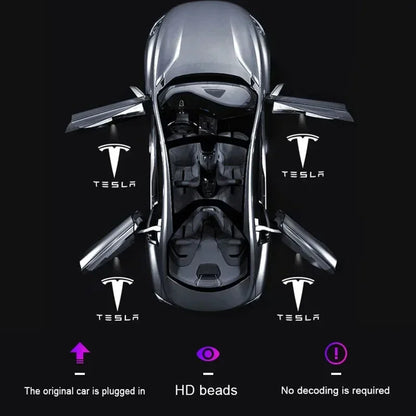 Tesla LED Door Welcome Light - Logo Projector Lamp 2pcs