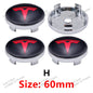 Tesla Wheel Center Hub Cap Emblems 60mm - 4pcs Set Car Logo Sticker for Model 3/Y/S/X