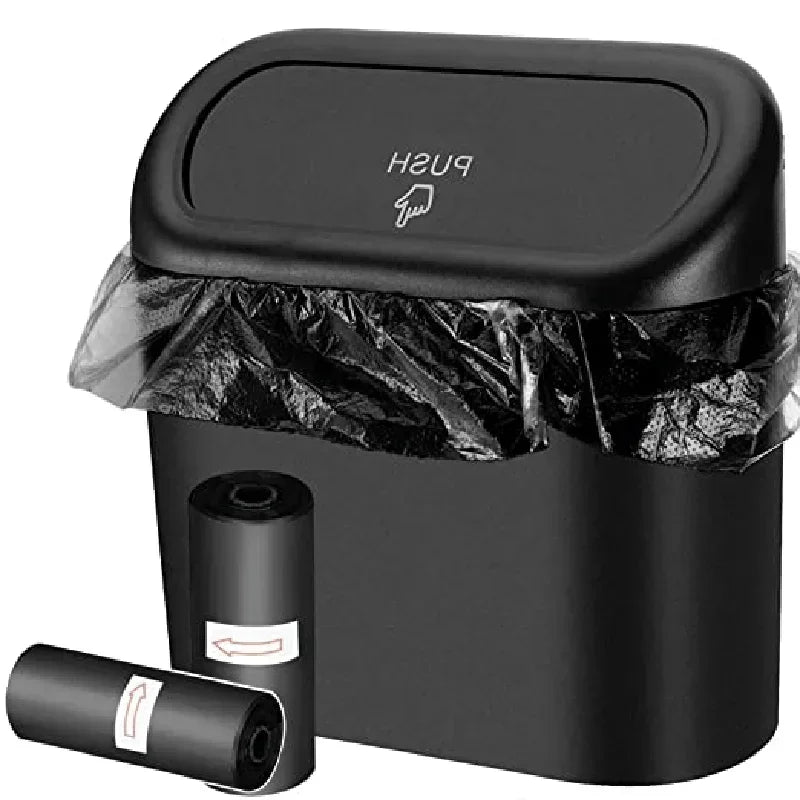 Car Trash Can with Lid - Leak-Proof Mini Waste Container with 300 Bags