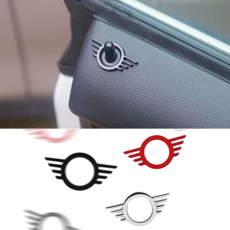 3D Metal Car Door Lock Pin Wing Emblem Badge - Mini Cooper