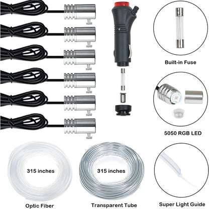Flexible EL Wire Lights with App Control - Car Interior RGB LED Strip