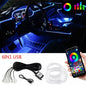 Flexible EL Wire Lights with App Control - Car Interior RGB LED Strip