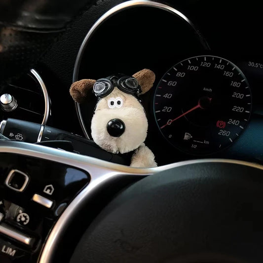 Plush Puppy Car Wiper Decoration - Kawaii Bowknot Dog Ornament