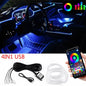 Flexible EL Wire Lights with App Control - Car Interior RGB LED Strip