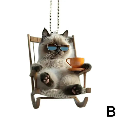 2D Acrylic Car Pendant - Rearview Mirror Hanging Ornament Dog/Cat