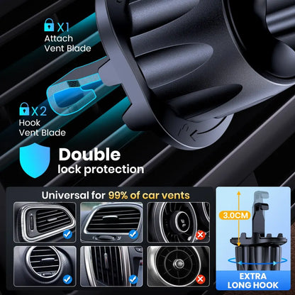 TOPK Magnetic Car Phone Mount - Air Vent Holder with 6 N52 Magnets for iPhone 15