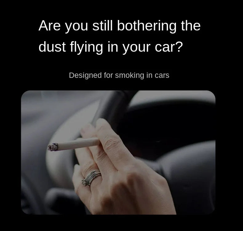 One-Click Car Ashtray with LED Light - Metal Lining & Splash Proof