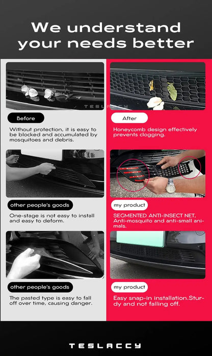 Tesla Model Y Bumper Grille Cover 2020-2025 Anti Insect Dust Protection Kit