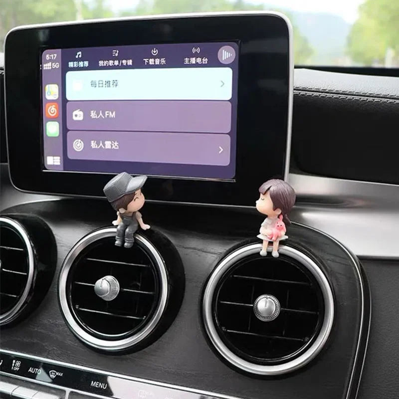 Cute Cartoon Couples Car Decoration - Romantic Dashboard Ornament