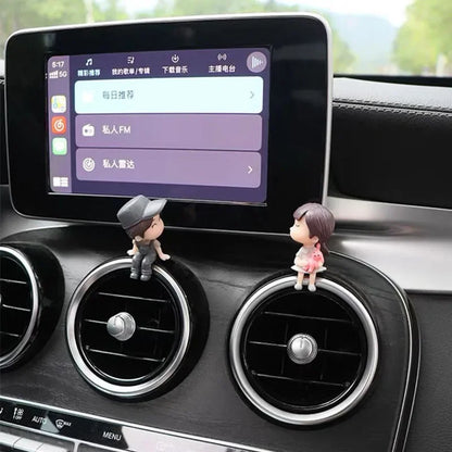 Cute Cartoon Couples Car Decoration - Romantic Dashboard Ornament