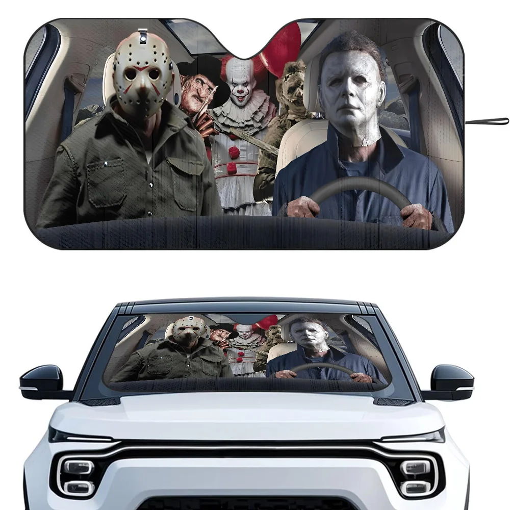 Horror Characters Car Sunshade - Foldable Windshield UV Protection