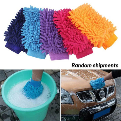 Premium Chenille Car Wash Gloves - Ultra-Soft Coral Fleece Microfiber Mitt for Scratch-Free Auto Detailing