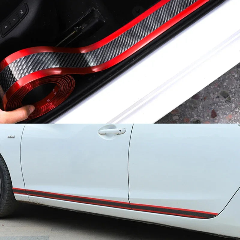 Car Door Sill Protector - Anti-Scratch Threshold Strip Carbon Fiber