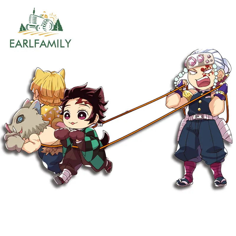 EARLFAMILY Anime Running Chibi Car Stickers - Kamado Nezuko Decal