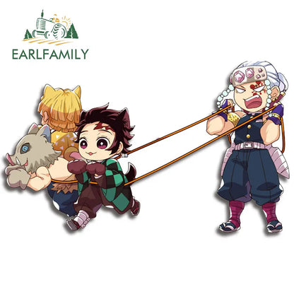 EARLFAMILY Anime Running Chibi Car Stickers - Kamado Nezuko Decal
