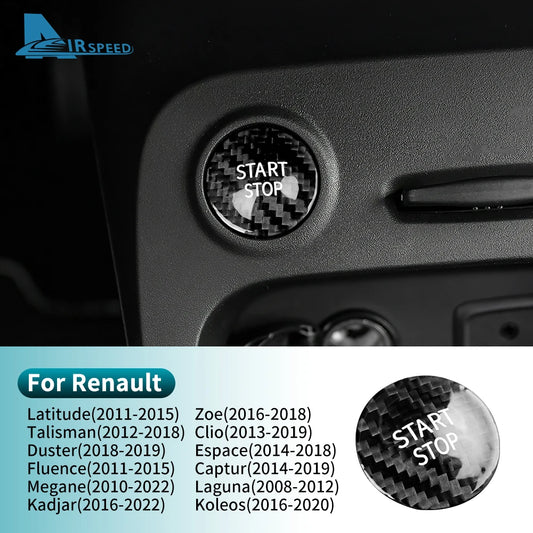 Carbon Fiber Engine Start Stop Button Cover for Renault Models
