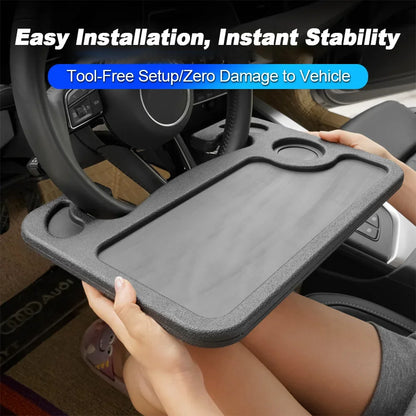 Portable Car Dining Table Steering Wheel Tray - Large Black