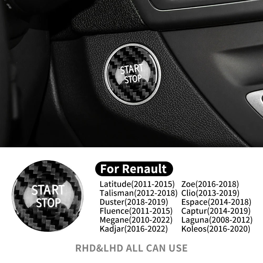 Carbon Fiber Engine Start Stop Button Cover for Renault Models